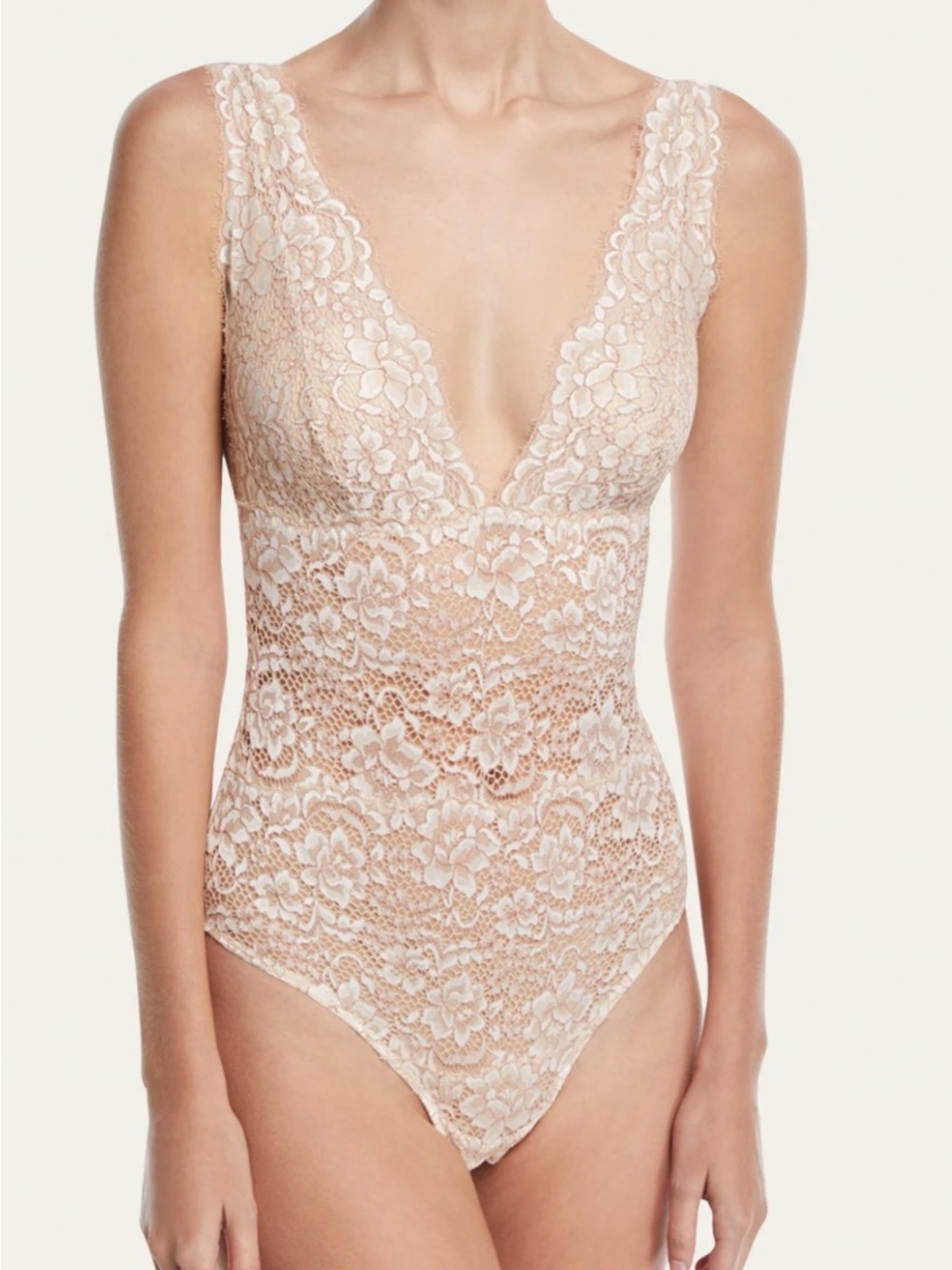 Cosabella Blush Lace Plunge Bodysuit